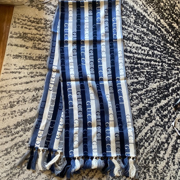 Gucci Logo Striped Wool Scarf - Picture 1 of 4